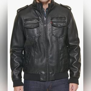 Levi's Men's Faux Leather Sherpa Aviator Bomber Jacket